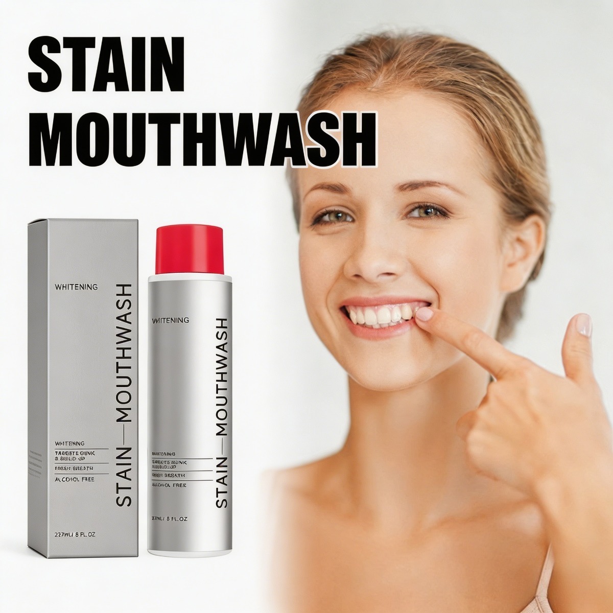 Teeth Whitening Promotion - Stain Whitening Mouthwash Gunk Removing Mouthwash
