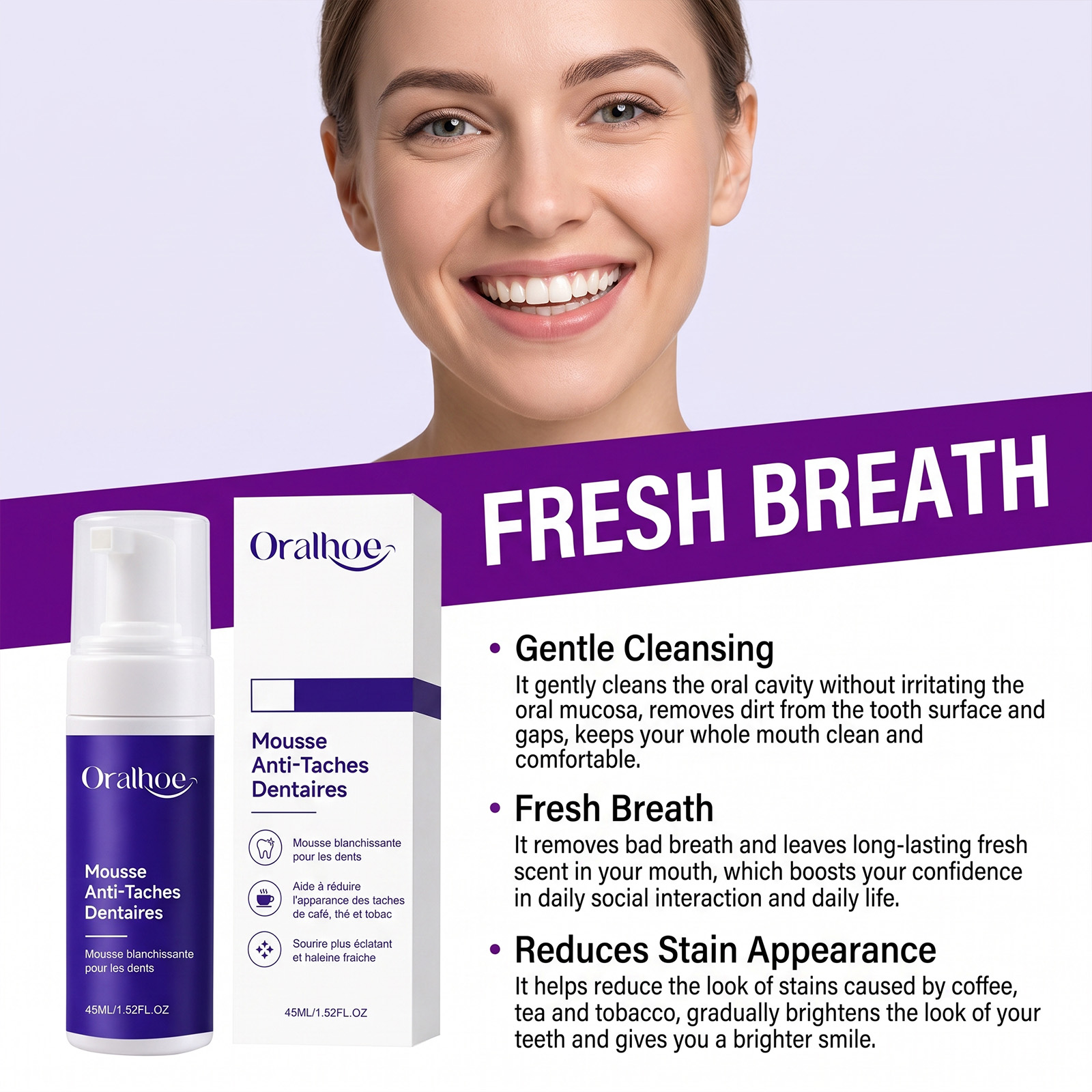 Purple Toothpaste Mousse Foam  - Teeth Whitening Mousse review and price